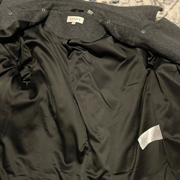 Renvy Bomber Women's Medium M Asymmetrical Lined Belted Gray Black Jacket - Picture 5 of 5